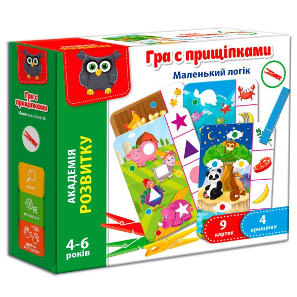 

Игра с прищепками Маленький логик (укр.), Vladi Toys