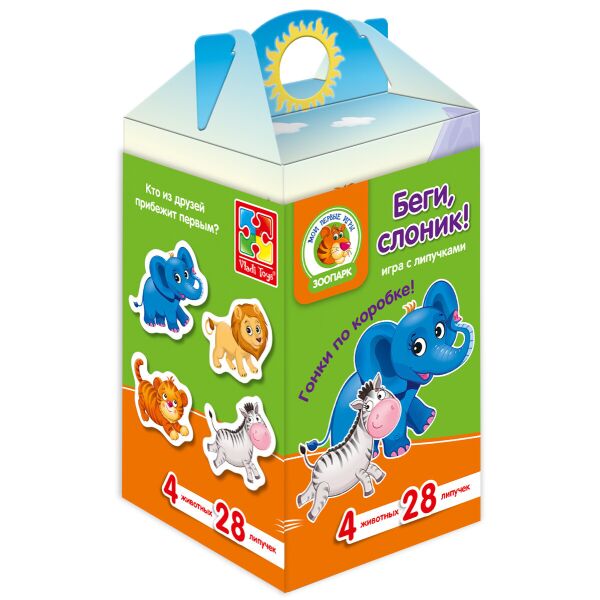 

Игра с липучками Беги, слоник! (рус.), Vladi Toys