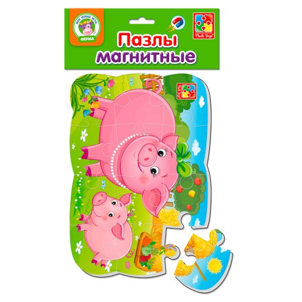 

Свинка и поросенок, магнитный пазл, Vladi Toys