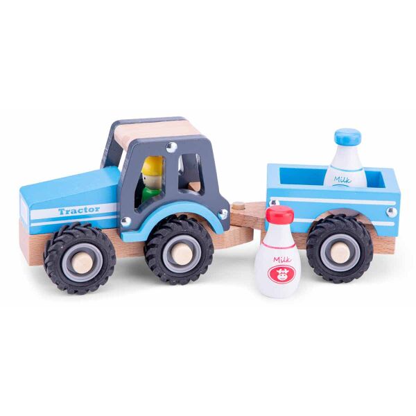 

Голубой трактор New Classic Toys с прицепом и молоком 24 × 8 × 9,5 см (11942)