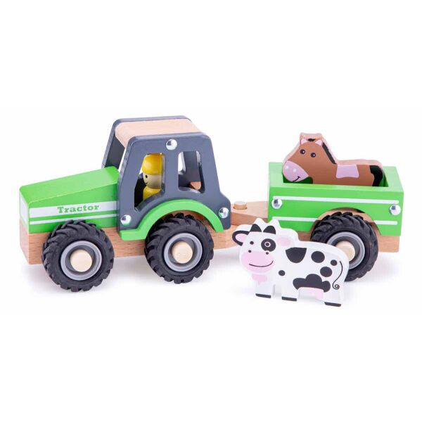 

Зеленый трактор New Classic Toys с прицепом и животными 24 × 8 × 9,5 см (11941)