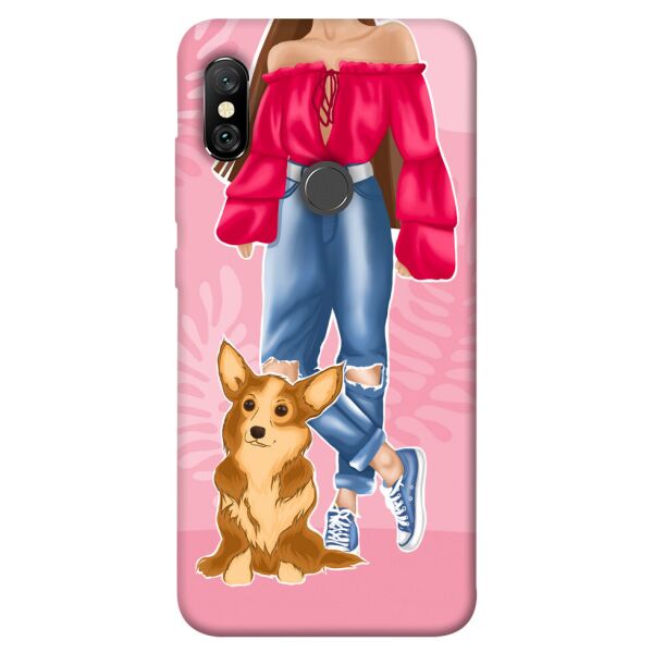 

Чехол itsPrint Girl and corgi для Xiaomi Redmi Note 6 Pro