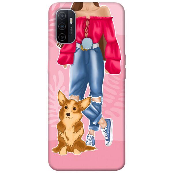 

Чехол itsPrint Girl and corgi для Oppo A53 / A32 / A33