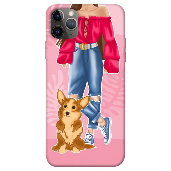 

Чехол itsPrint Girl and corgi для Apple iPhone 12 Pro (6.1")
