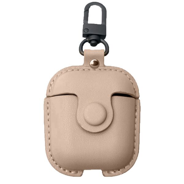 

Кожаный футляр Leather bag для наушников AirPods Бежевый