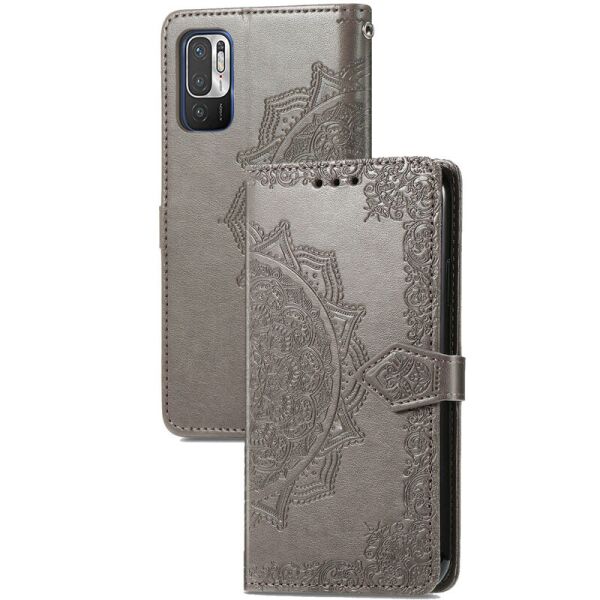 

Кожаный чехол (книжка) Art Case с визитницей для Xiaomi Redmi Note 10 5G / Poco M3 Pro Серый