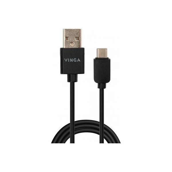 Акція на Дата кабель USB 2.0 AM to Type-C 1.0m 3A 22W PVC black Vinga (VCPUSBTC3ABK) від Allo UA
