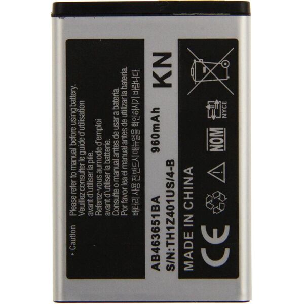 

Аккумулятор TOTO AB463651BU for Samsung S3650 850/960 mAh