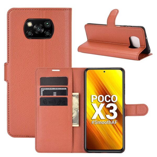 

Чехол-книжка Litchie Wallet для Poco X3 / X3 NFC / X3 Pro Brown