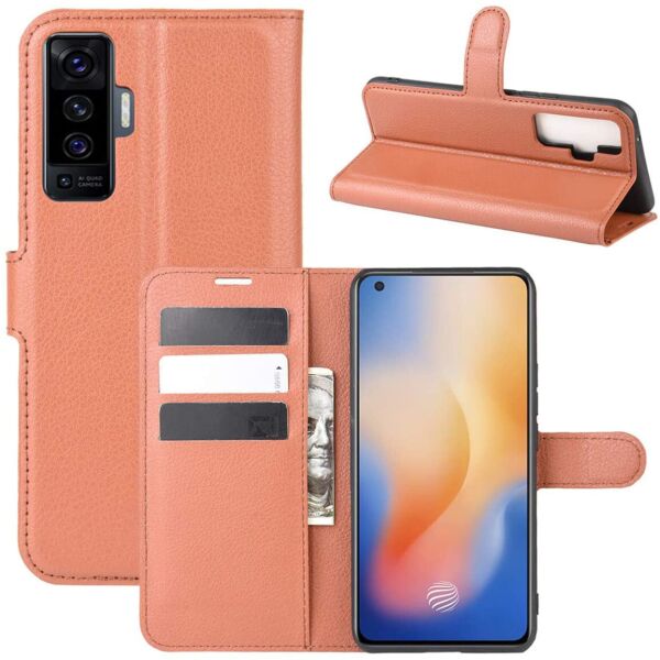 

Чехол-книжка Litchie Wallet для Vivo X50 Brown