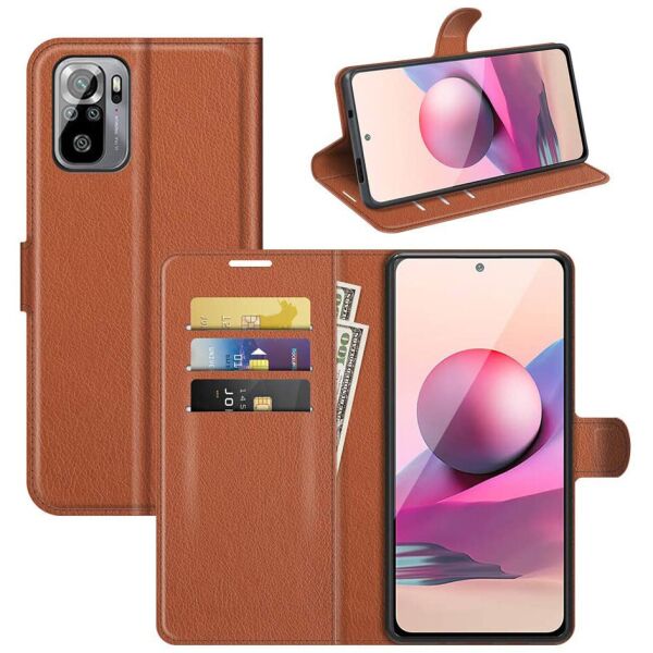 

Чехол-книжка Litchie Wallet для Xiaomi Redmi Note 10 / Note 10S Brown