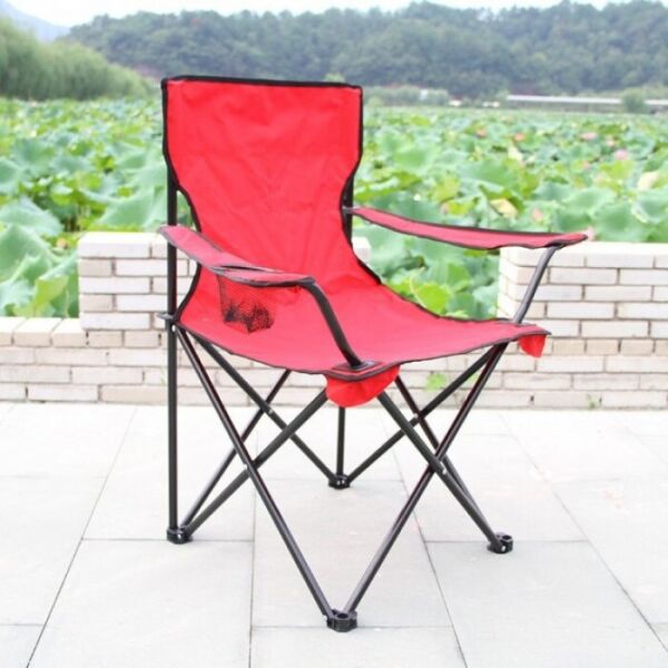 

Стул раскладной со спинкой Camping quad chair HX 001 с подстаканником Красный