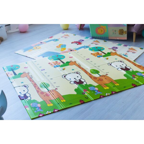 

Детский развивающий двусторонний термо коврик WOW Мягкий пол Гипоаллергенный "Мишка на велосипеде+Ростомер"