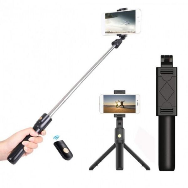 

Селфи палка штатив тренога для телефона Bluetooth с пультом Selfie Stick K07 Чёрный