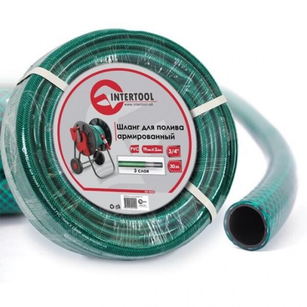 

Шланг для полива 3-х слойный 3/4", 30 м, армированный PVC INTERTOOL GE-4045