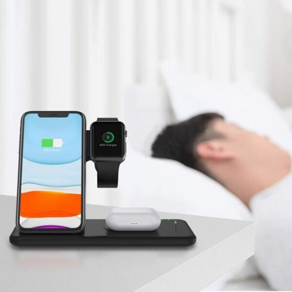 

Зарядная док станция Micronic Q20 PRO 4в1 Беспроводная быстрая зарядка 15W Черная