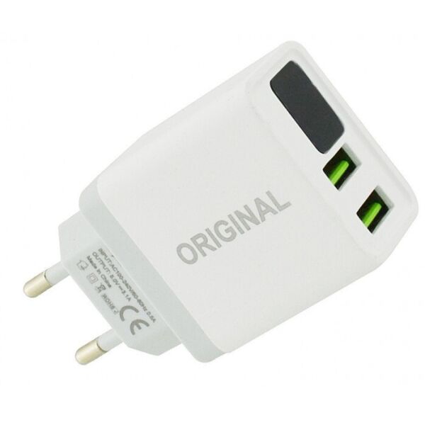 

Сетевое зарядное устройство 3.1A 2 USB c экраном QC03 Белый