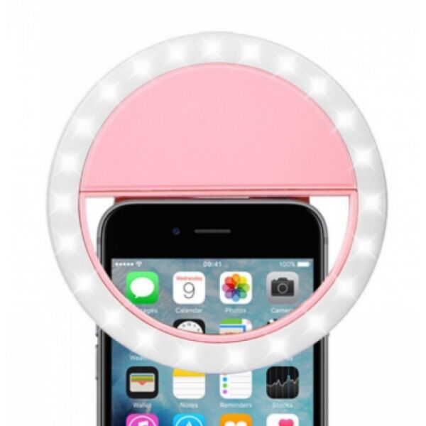 

Селфи кольцо Selfie Ring Light Подсветка аккумуляторная светодиодная вспышка для телефона Розовое