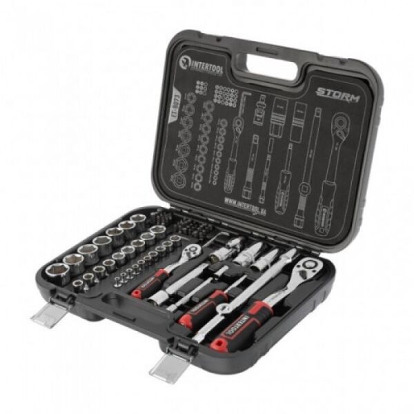 

Набор инструментов 73 ед. STORM, 1/2", 1/4", Сr-V INTERTOOL ET-8073