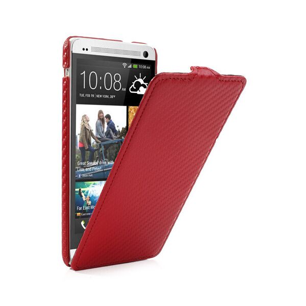 

Чехол HTC ONE MAX вертикальный флип, карбон Красный