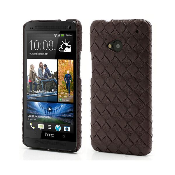 

Чехол на HTC One M7 801e "Кожаное плетение", коричневый