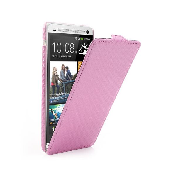 

Чехол HTC ONE MAX вертикальный флип, карбон Розовый