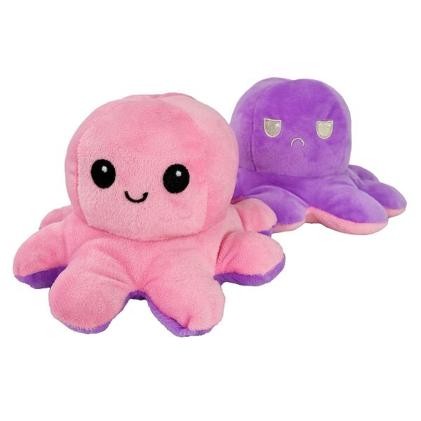

Мягкая игрушка антистресс осьминог перевертыш двусторонний веселый и грустный 20 см (126505-Нов) Сиреневый с розовым