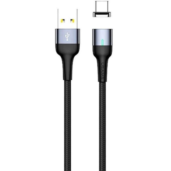 

Магнитный кабель, шнур для зарядки телефона USAMS Type-C Aluminum Alloy US-SJ327 U28 1 м, 3A, черный с серым