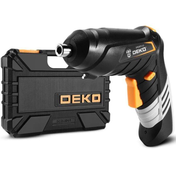 

Отвертка аккумуляторная DEKO DKCS3.6O1-S3 в кейсе с набором инструментов