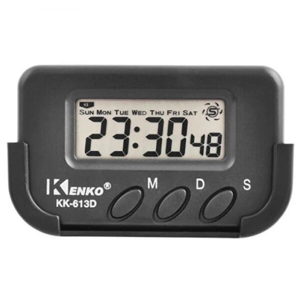 

Часы в авто Kenko KK 613 D, индикация секунд, будильник, черные