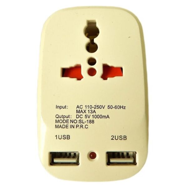 

Адаптер, переходник для розеток универсальный сетевой 823 2USB