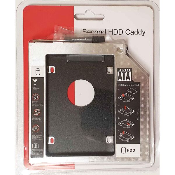 

Карман-переходник 12.7 мм для установки второго жесткого диска 2.5" SSD/HDD SATA 3.0 в отсек DVD (optibay caddy)