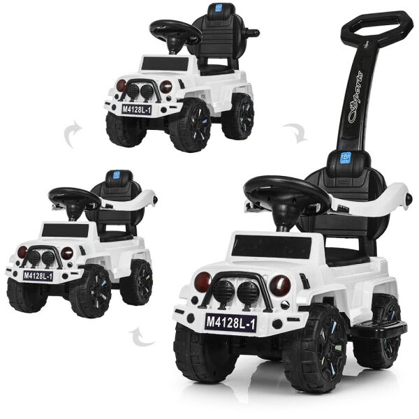 

Каталка - толокар с родительской ручкой Bambi Sport БЕЛАЯ арт. 4128L-1