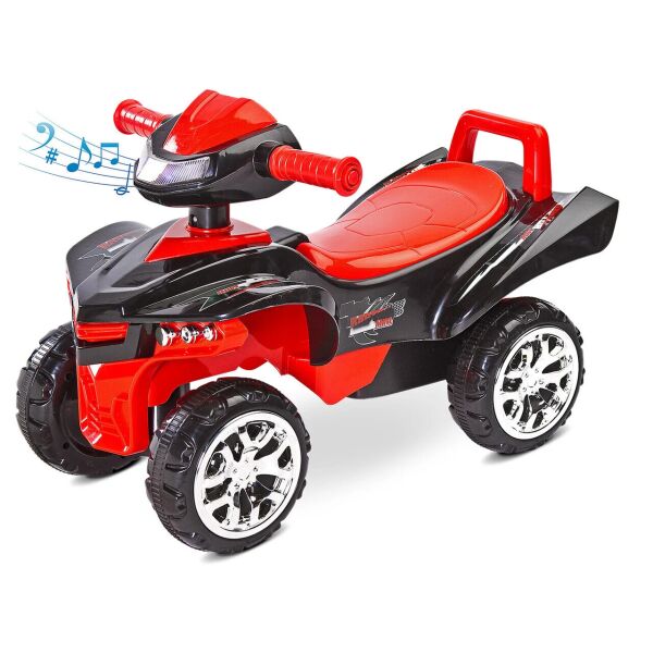 

Квадроцикл для катания Caretero Mini Raptor Red со звуковыми эффектами и мелодиями + багажник и прорезиненные ручки