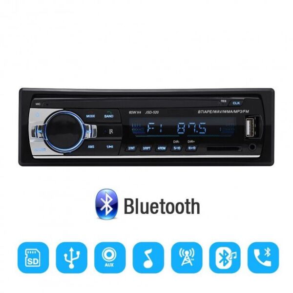 

Автомагнитола Блютуз 1DIN Podofo JSD 520 AUX USB BLUETOOTH Original 4х60W