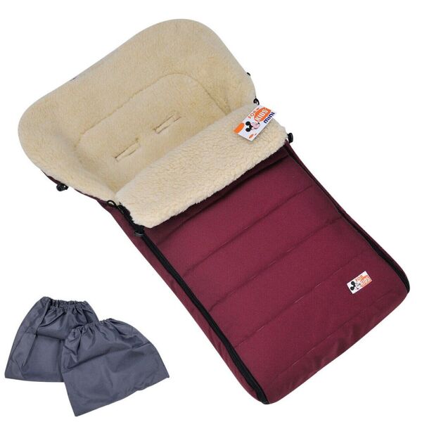 

Детский зимний конверт чехол For Kids на овчине в коляску Mini бордовый