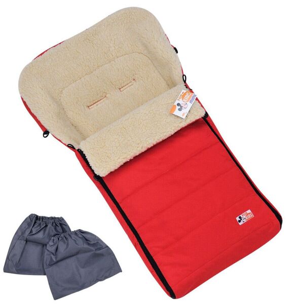 

Детский зимний конверт чехол For Kids на овчине в коляску Mini красный