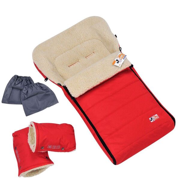 

Детский зимний конверт чехол For Kids на овчине с рукавичками Mini красный