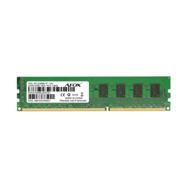 

Память AFOX 8 GB DDR3 1600 MHz (AFLD38BK1P)