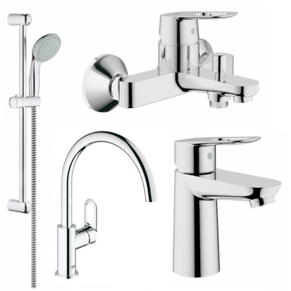 

Набор смесителей для ванны+кухня Grohe BAULOOP (23337000+23603000+27598001+31368001) 123225K