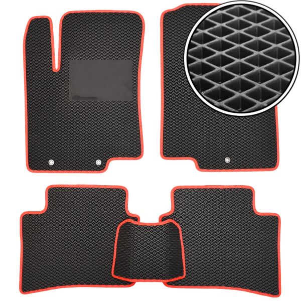 

Коврики в салон Kinetic для Hyundai Accent Solaris '11-17 EVA черные с красной тесьмой и подпятником (комплект)