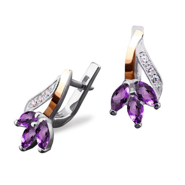 

Серьги из серебра с аметистами и цирконами (223051)