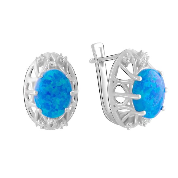 

Серьги из серебра с куб. циркониями и опалами (1750774)