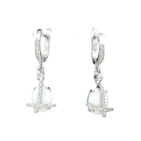 

Серьги из серебра с куб. циркониями и опалами (синт.) (248392)