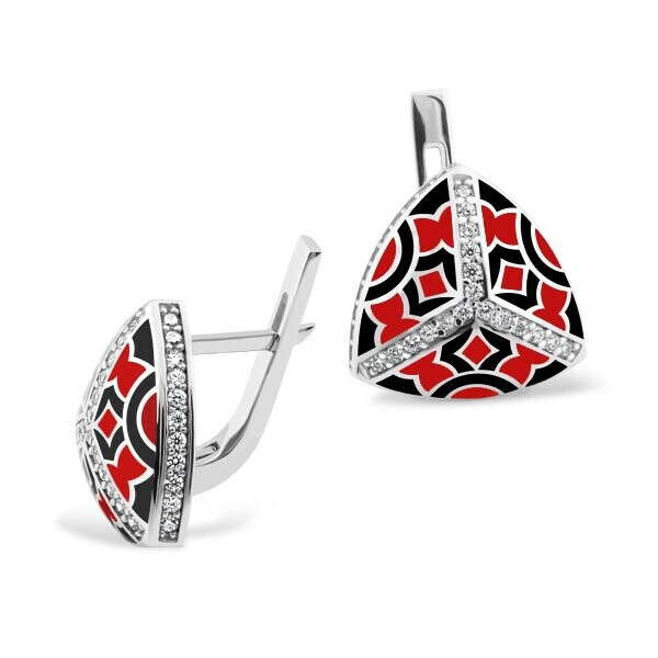 

Серьги из серебра с куб. циркониями и эмалью (1431789)