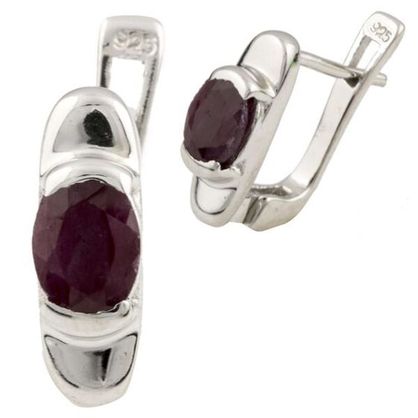 Серьги из серебра с рубинами (1632004)