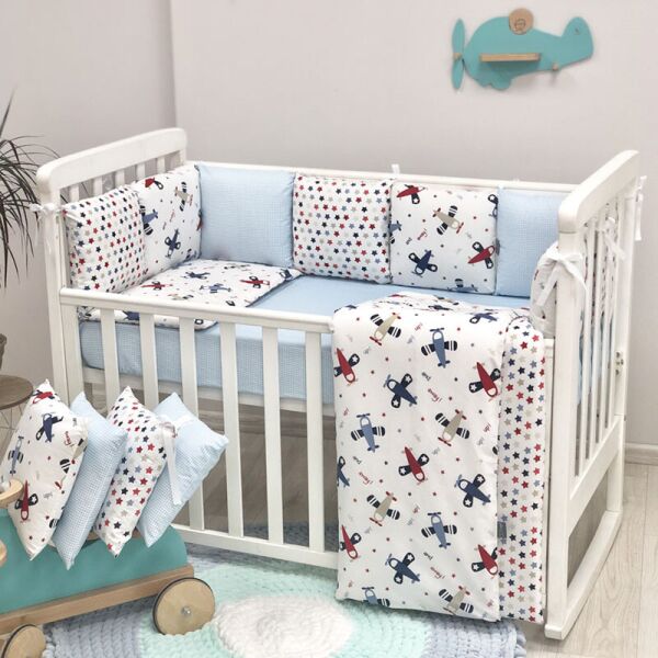 

Постельное белье в кроватку для мальчика Baby Design Аэроплан (6 предметов)