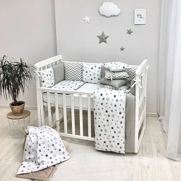 

Постельное белье для новорожденных в кроватку Baby Design Stars серый 120х60 см