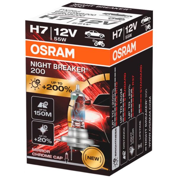 

Галогеновая лампа Osram H7 Night Breaker 200 64210NB200 +200% 55w PX26d