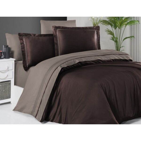 

Постельное белье First Choice. DELUXE Satin Serenity Dark Brown - Mink-Евро